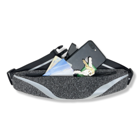 Water-resistant Sport Waist Pack Running Belt with Reflective Strip - Grey